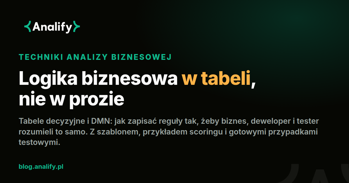 Tabele decyzyjne i DMN: jak zapisać logikę biznesową